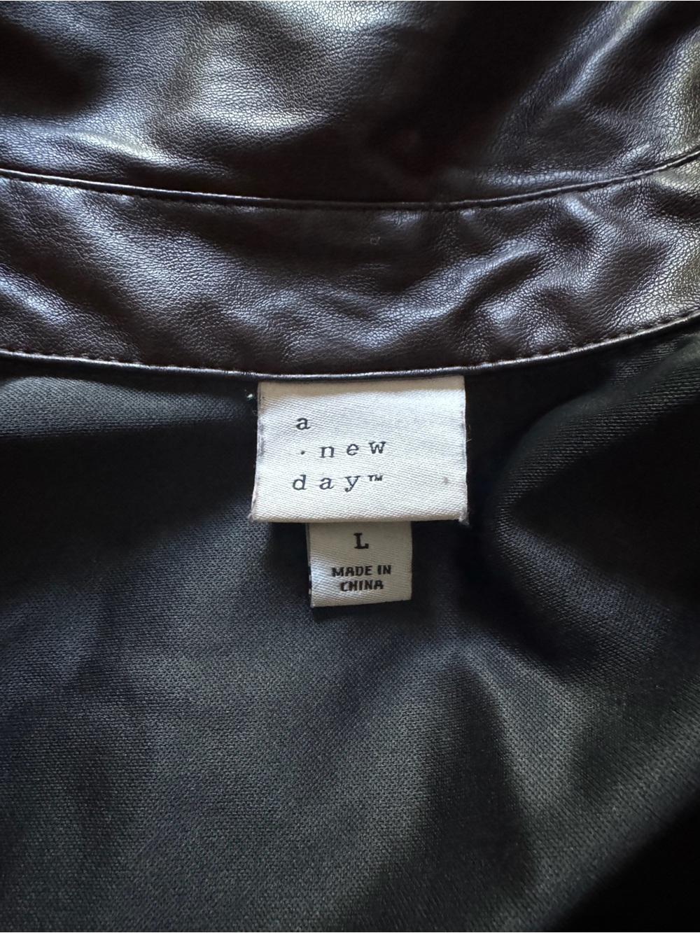a new day Faux Leather Button-Down Shirt - Dark Brown - Picture 8 of 8